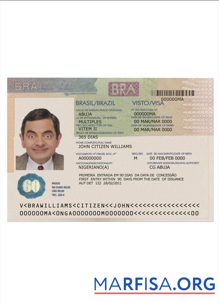 Downloadable Brazil Visa example
